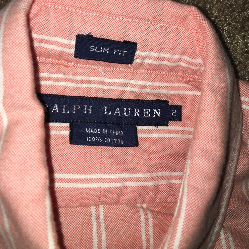 EUC Ralph Lauren Polo Coral Striped Button Down Size 2 - Picture 4 of 6